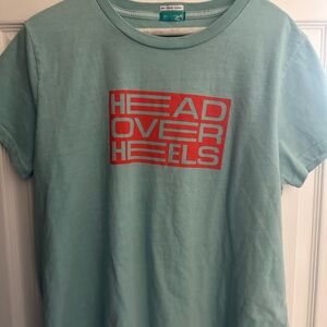 Mother “ head over heels” Mint Green Tee with Red Graphic